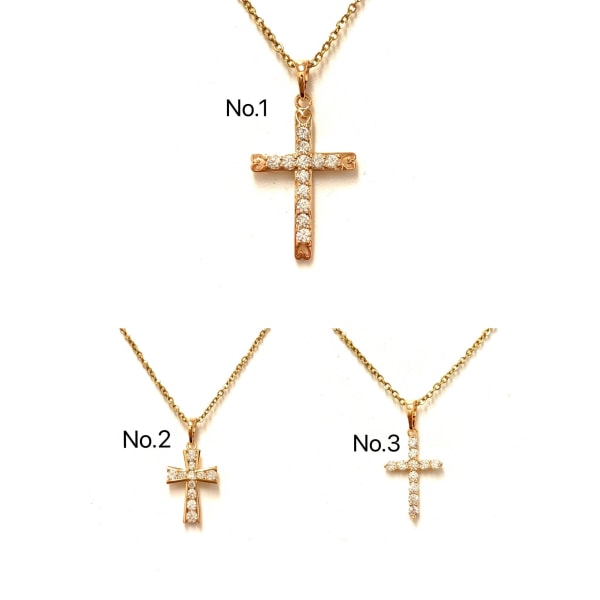 18k guldpläterat halsband med kors No.2, 43cm lång