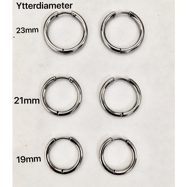 Ringar/creoler örhängen i kirurgiskt stål. NO.2 NO.2 Ytterdia.21mm, innerdia.16mm