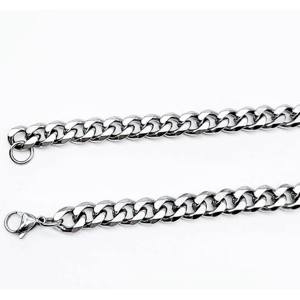 Slipad Pansarlänk halsband i Stål som håller färgen livet ut! 9mm tjock, 60cm lång