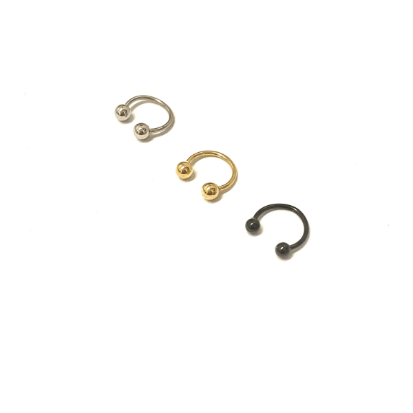 Extra tunn Hästsko Ring piercing(3st) 8mm, 3st svart färg