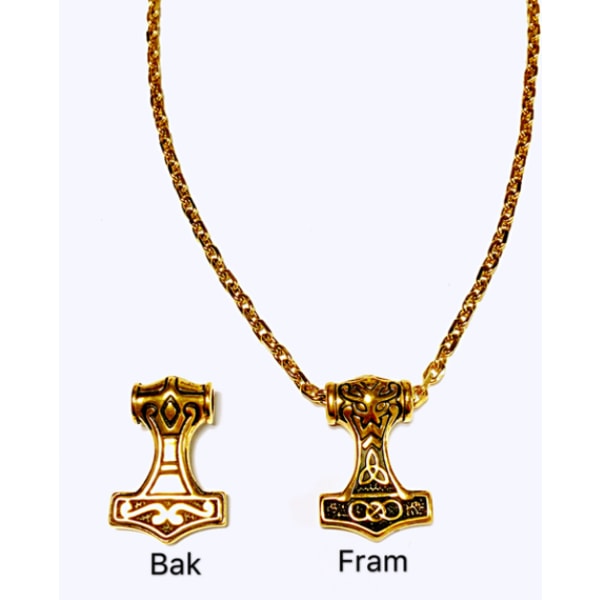 Guld halsband med Tors hammare i Stål (rostfritt) guld