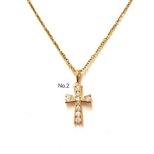 18k guldpläterat halsband med kors No.2, 43cm lång