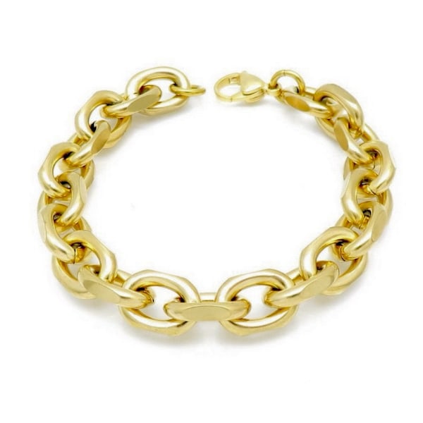 18k guldpläterad Ankarlänk halsband /Armband ,10mm Armband 19cm