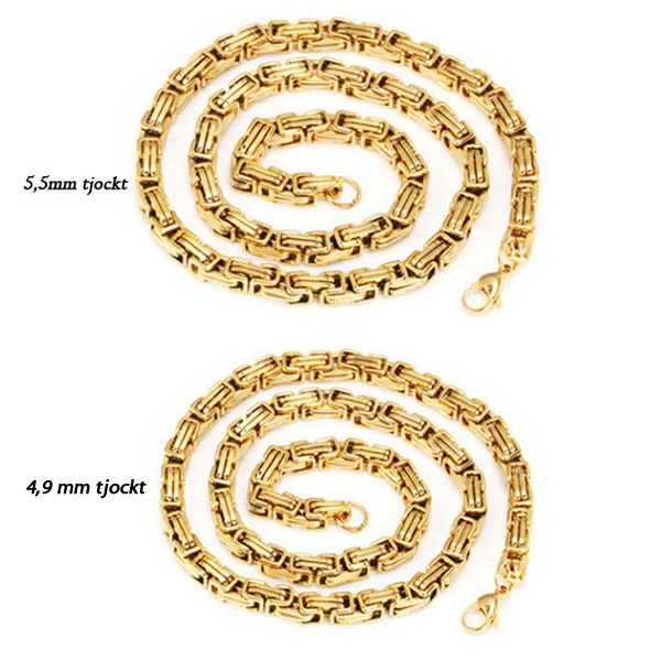 Kejsarlänk halsband guld i rostfritt stål med 18k  guldplätering 4,9mm tjockt, 55cm långt