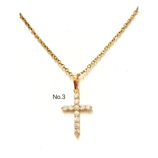 18k guldpläterat halsband med kors No.2, 43cm lång