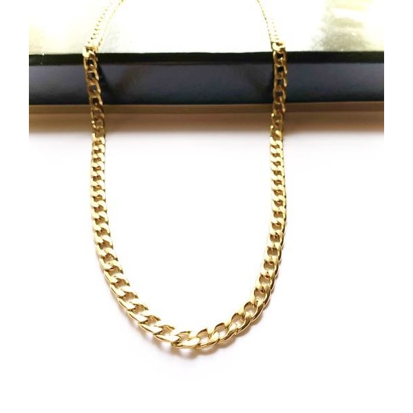 Guld Pansarlänk halsband i Rostfritt stål med 18k guldplätering guld 5mm tjock,45cm lång