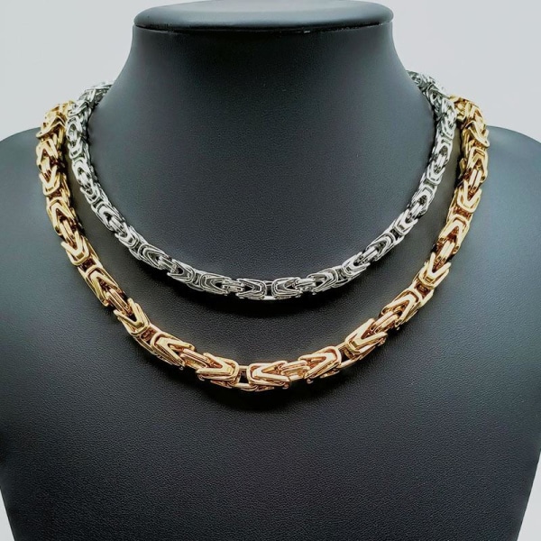 Guld Kejsarlänk halsband i rostfritt stål med 18k guldplätering 6mm tjock,  45cm lång 5f0b | 6mm tjock, 45cm lång | Fyndiq