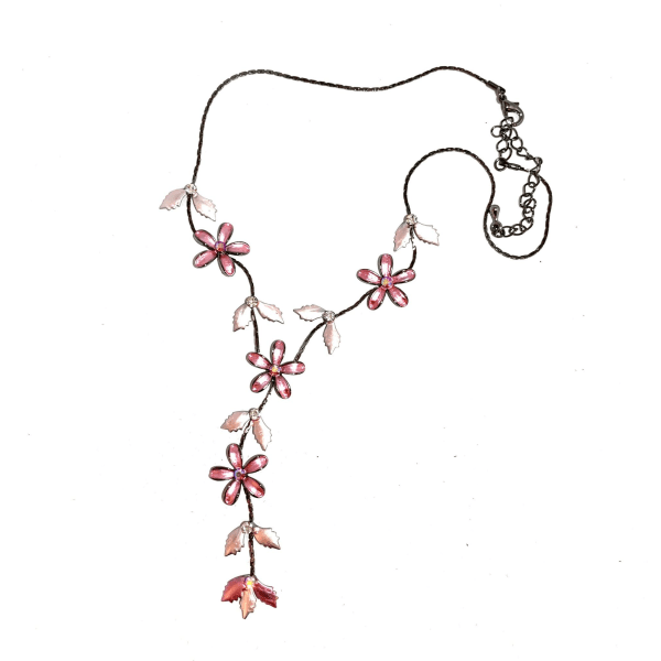 Halsband med blommor i rosa rosa