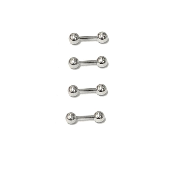 4 st Tunna barbell i 316L kirurgiskt stål, 1,2mm tjock Längd: 8mm