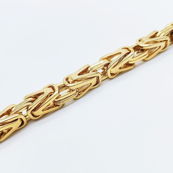 Guld Kejsarlänk armband i rostfritt stål med 18k guldplätering 8mm tjock, 20cm lång