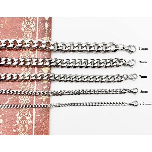 Slipad Pansarlänk halsband i Stål som håller färgen livet ut! 11mm tjock, 60cm lång