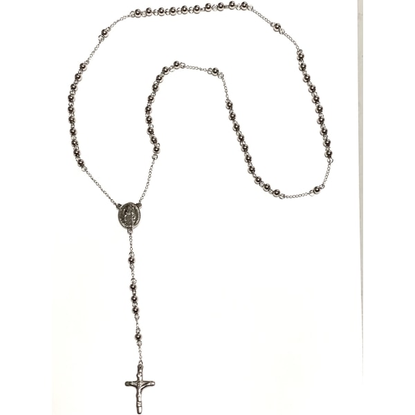 Långt Radband/Halsband med kors i rostfritt stål 