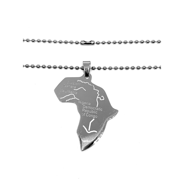 Halsband med Afrika karta i stål som håller färgen livet ut 45cm lång e28d  | 45cm lång | Fyndiq