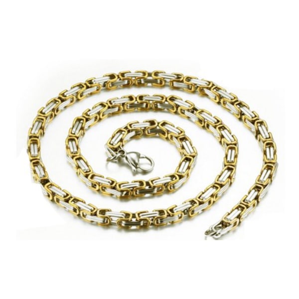 Set med guld halskedja och armband kejsarlänk i stål (rostfritt) Halsband: 60cm, armband: 20cm