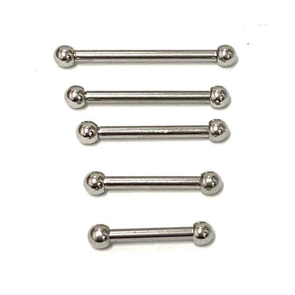 5 st Raka barbells i olika längder 3mm kulor
