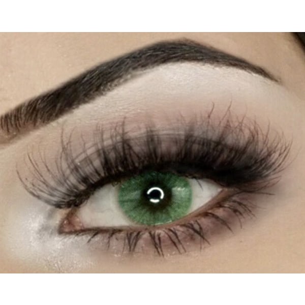 Limgrön färgade linser för bruna/mörka ögon,med linsetui Lime