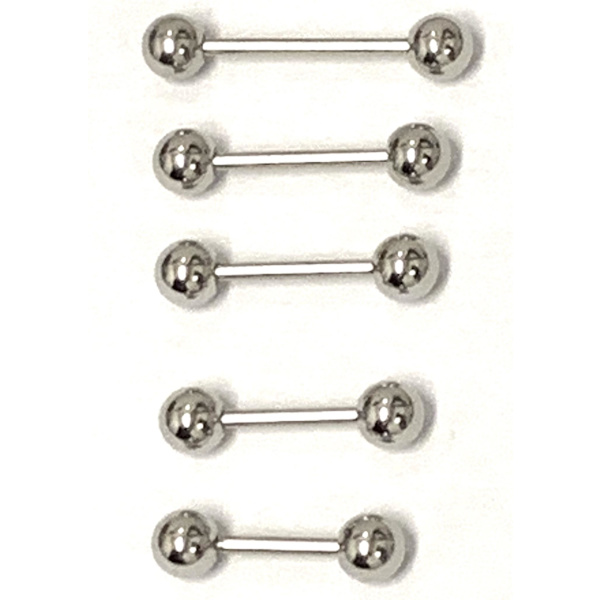 5 st Raka barbells i olika längder 6mm kulor