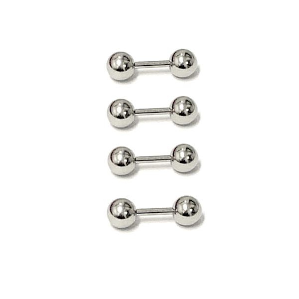 4 st Tunna barbell i 316L kirurgiskt stål, 1,2mm tjock Längd: 10mm