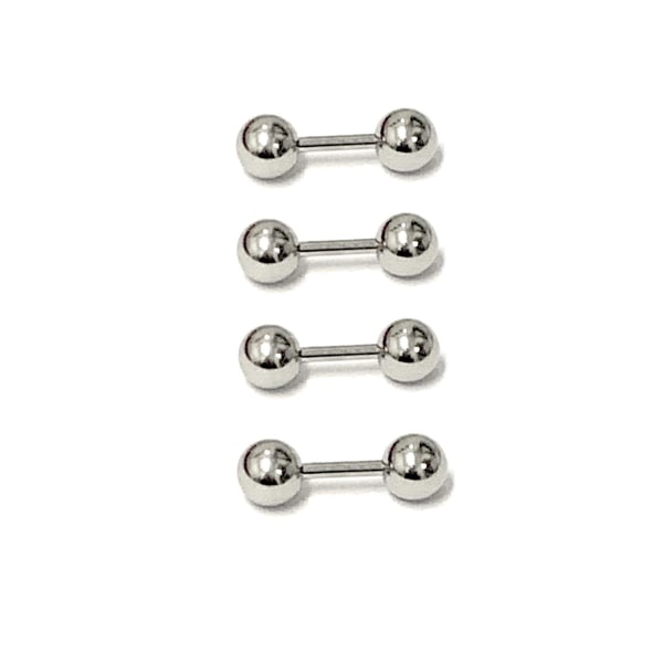 4 st Tunna barbell i 316L kirurgiskt stål, 1,2mm tjock Längd: 16mm