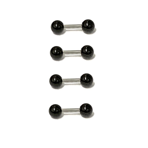 4 st Tunna barbell med Svarta kulor, 1,2mm tjock Längd: 8mm