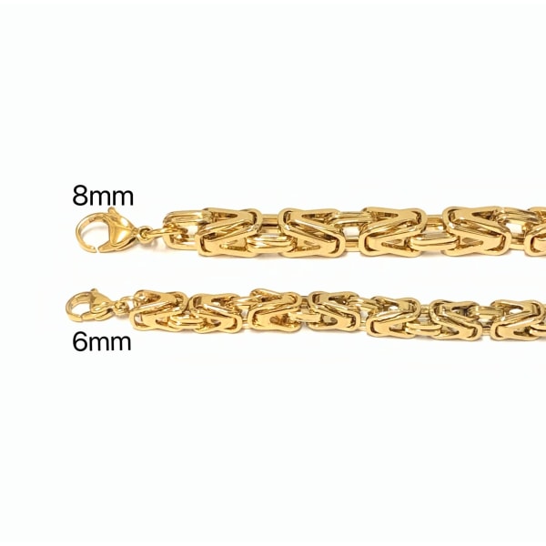 Guld Kejsarlänk halsband i rostfritt stål med 18k guldplätering 6mm tjock, 55cm lång