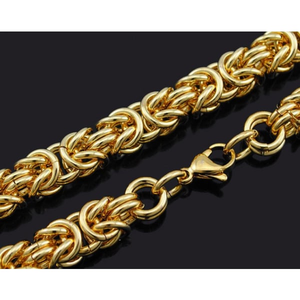 Guld Kejsarlänk halsband i rostfritt stål med 18k  guldplätering 8mm tjock, 55cm lång