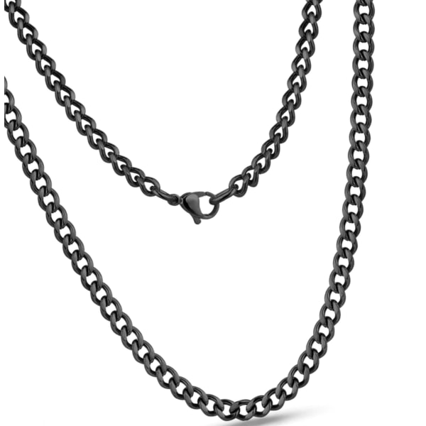 Svart Pansarlänk halsband i Rostfritt stål 5mm bred 50cm lång