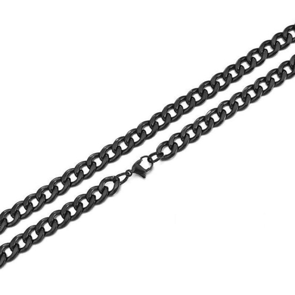 Svart Pansarlänk halsband i Rostfritt stål 5mm bred 50cm lång