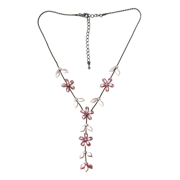 Halsband med blommor i rosa rosa
