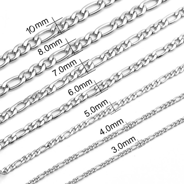 Figaro halsband i Stål som håller färgen livet ut! 3mm tjock,50cm lång