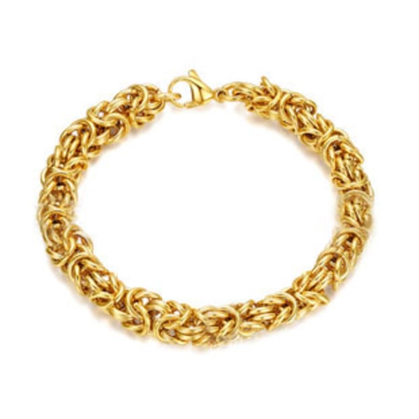 Guld Kejsarlänk armband i rostfritt stål med 18k  guldplätering 19cm