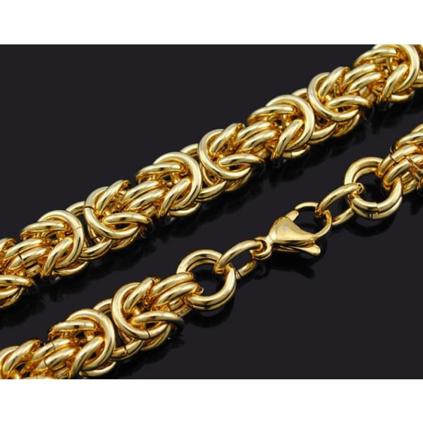 Guld Kejsarlänk halsband i rostfritt stål med 18k  guldplätering 7mm tjock, 59cm lång