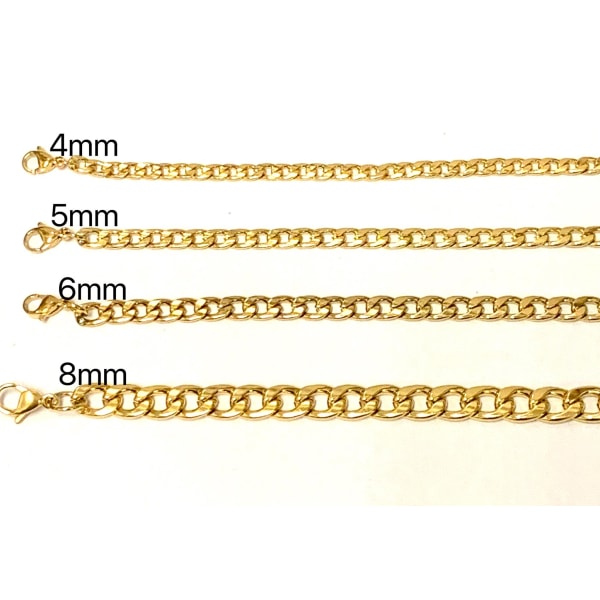 Guld Pansarlänk halsband i Rostfritt stål med 18k guldplätering guld 4mm tjock,60cm lång
