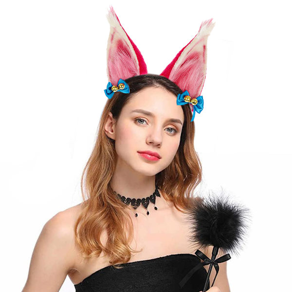 Räv Katt Långa Pälsöron Hår Huvudbonad Varghuvud Djur Anime Halloween Juldräkt