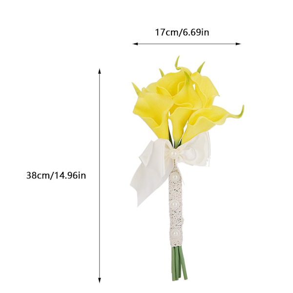 Høj Simulation Calla Lily Brudebuket Bryllup Kunstige Blomster Fest Hjem Dekoration (Gul)