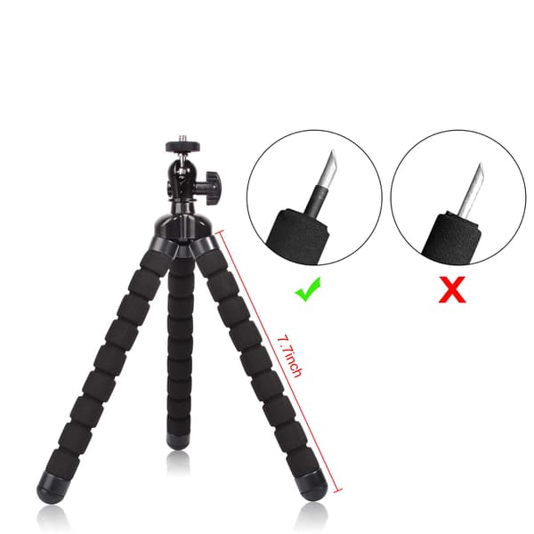 Phone Mini Tripod, Premium Flexible Mobile Phone Tripod Compatible with Small Digital Camera, Black