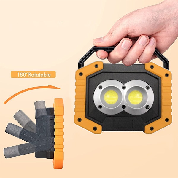 Arbetsljus Uppladdningsbar, bärbar LED-arbetslampa 1 paket, konstruktionsljus batteridriven, LED-nödljus för power i hemmet,