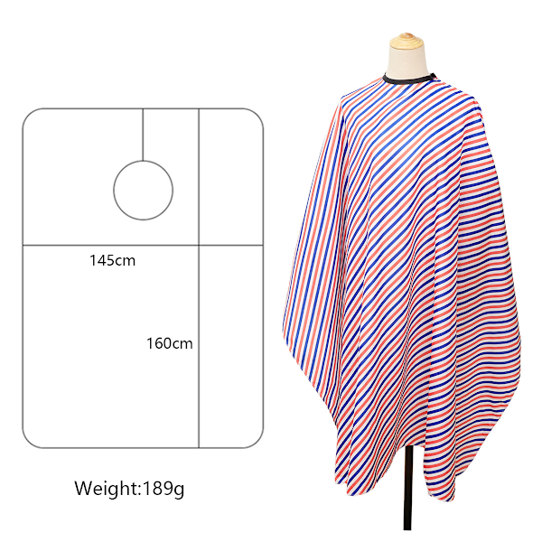 Salong Kapp Polyester Hårklipp Forkle Hårklipp Kapp, 57”x63”, Rød, Blå og Hvite Striper