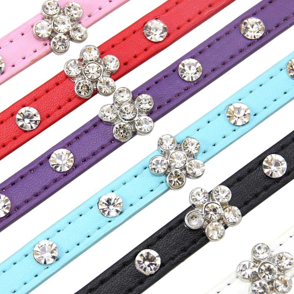 Söt bländande gnistrande elegant snygg dödskalle diamant kristall strass läder miniatyr hund och katt krage