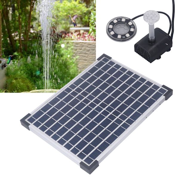 Solcelled Fuglebad Fontene Pumpe Solvannfontene Neddykningsbar Pumpe for Hage 500L/H