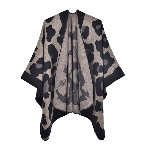 1 Efterårs/vinter leopard print kappe tørklæde imitation cashmere split kappe tørklæde