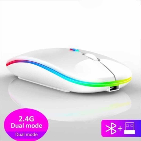 Langaton PC-hiiri Bluetooth ja langaton yhteys tietokoneelle, kannettavalle tietokoneelle ja MAC:lle, latautuva LED