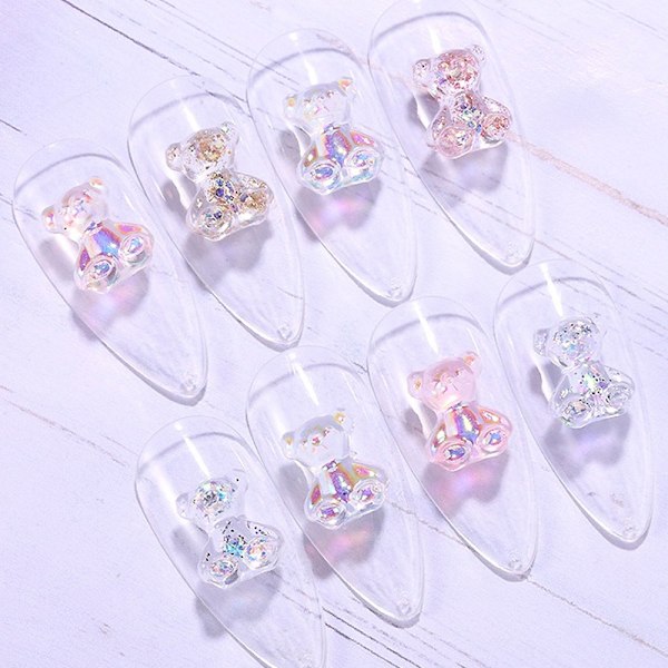 80 st Nail Bear 3D Nagelcharm för Resin Naglar Dekorationskit för Nagelkonst Design DIY