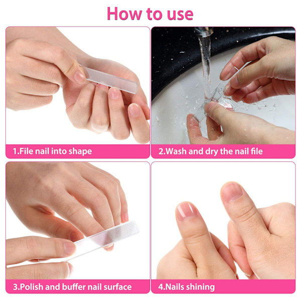 5 stk Glas Neglepoleringsfil Krystal Negleglans Buffer Polermaskine Krystal Glas Nano Neglefil med Etui til Naturlige Negle