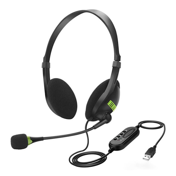 Spelheadset med mikrofon, USB-hörlurar med mikrofon för videospel, trådbundna hörlurar