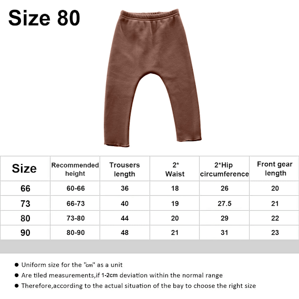Baby Leggings, enkla byxor med stor rumpa för pojkar och flickor, höst- och vinterkläder (Mörkbrun)