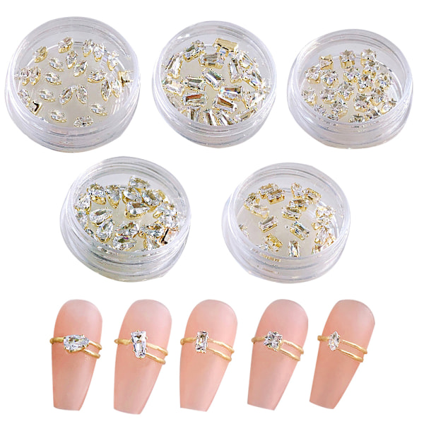 100 stycken nagelcharms strass nagelcharms nagelsmycken 3D kristall metall nagelstenar