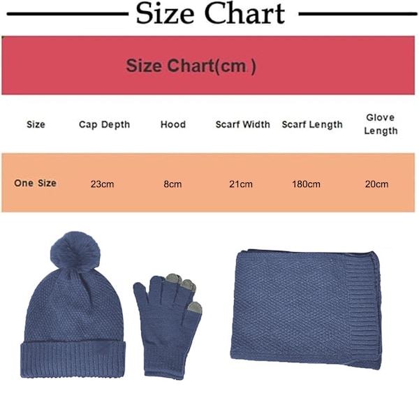 Solid Hatt, Skjerf og Hanske Tredelt Sett - Hanske- og Skjerfsett for Menn, Skjerf-Hanske-Sett for Kvinner