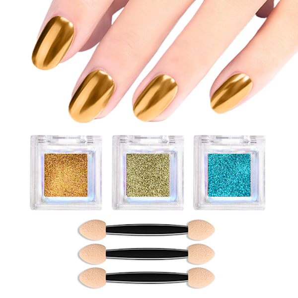 Nagelpulver metall spegeleffekt holografisk aurora kameleont pigment, nagelkonst gel fast magiskt spegelpulver