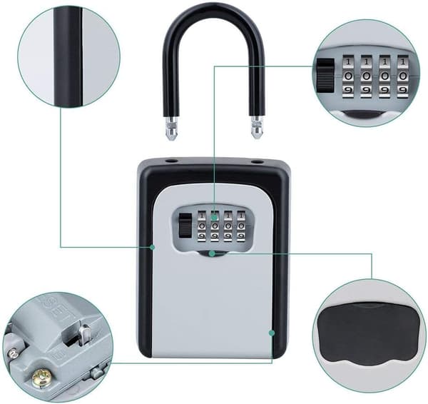 Portable Key Safe with Removable Shackle (No Installation Required)